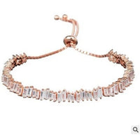 Cubic Zirconia Man And Women Baguette Bracelet Bangle Cuff Copper 💎