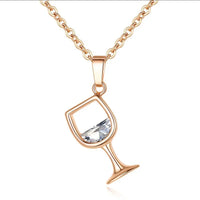 Zircon Crystal Wine Cup Pendants Women Neck Jewelry 💎