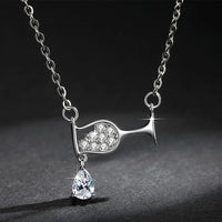 Zircon Crystal Wine Cup Charm Necklace Choker 💎