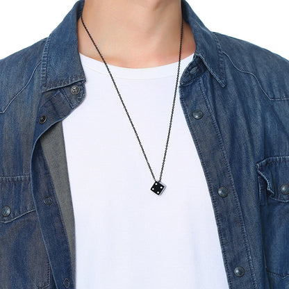 Vnox Men's Cool Cube Dice Style Necklaces Stainless Steel Male Lucky Chain✨
