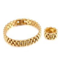 Watch Strap 10MM Wide Chain Bracelet Men Luxury Gold Color Stainless Steel✨
