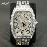 Luxury Ice Out Mens Watches Popular Tonneau Full Diamond Silver Geneva 💎