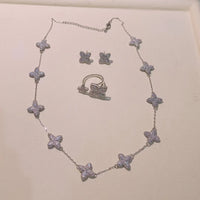 4pcs Luxury Flower Statement Necklace earring ring BraceletJewelry Set 💎