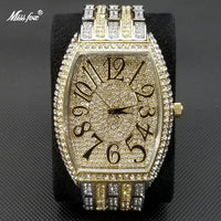 Luxury Ice Out Mens Watches Popular Tonneau Full Diamond Silver Geneva 💎