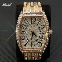 Luxury Ice Out Mens Watches Popular Tonneau Full Diamond Silver Geneva 💎