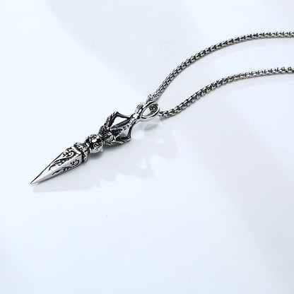 GANDHANRA STAINLESS STEEL VAJRA DAGGER PATRON SAINT AMULET NECKLACE✨