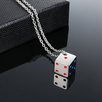 Vnox Men's Cool Cube Dice Style Necklaces Stainless Steel Male Lucky Chain✨