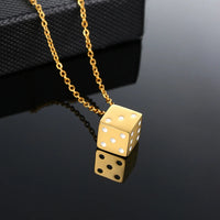 Vnox Men's Cool Cube Dice Style Necklaces Stainless Steel Male Lucky Chain✨
