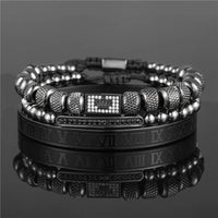 - Luxury Royal King Crown Bracelet Set For Men Stainless Steel Bangle 👑