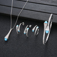 Cubic Zircon 4pcs Waterdrop Jewelry Sets