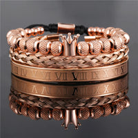 - Luxury Royal King Crown Bracelet Set For Men Stainless Steel Bangle 👑
