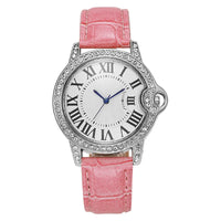 Luxury Women's Leather Strap Watch with Diamond Inlay, Water Diamond Wine Barrel ⌚️