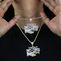 Trust No One Pendant Necklace Cuban Chain Hip Hop Iced Out Pendant Necklaces 💎