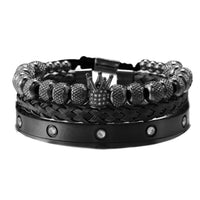 - Luxury Royal King Crown Bracelet Set For Men Stainless Steel Bangle 👑