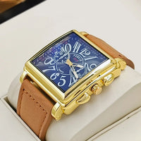 FM Style Square Leather Strap Quartz Watch with Calendar⌚️