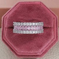 Luxury Fashion Pink Engagement Wedding Band Eternity Ring 💍