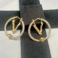 VLT Fashionable Gold Plated Diamond Studded Large Earrings ✨