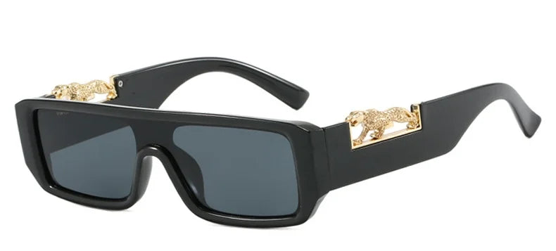 Square Frame One-piece Narrow-Brimmed Leopard Sunglasses 🕶️