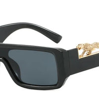 Square Frame One-piece Narrow-Brimmed Leopard Sunglasses 🕶️