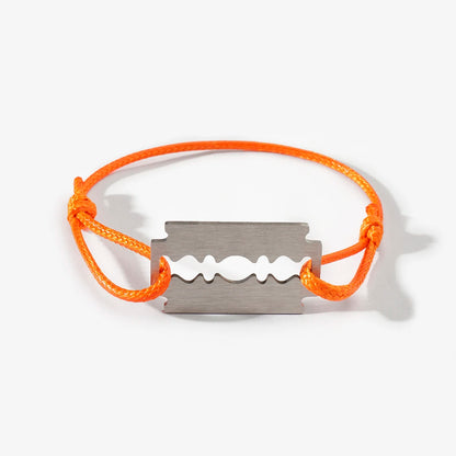 1 Stylish And Adjustable Stainless Steel Shaving Blade Bracelet With Colorful Lucky Bracelet