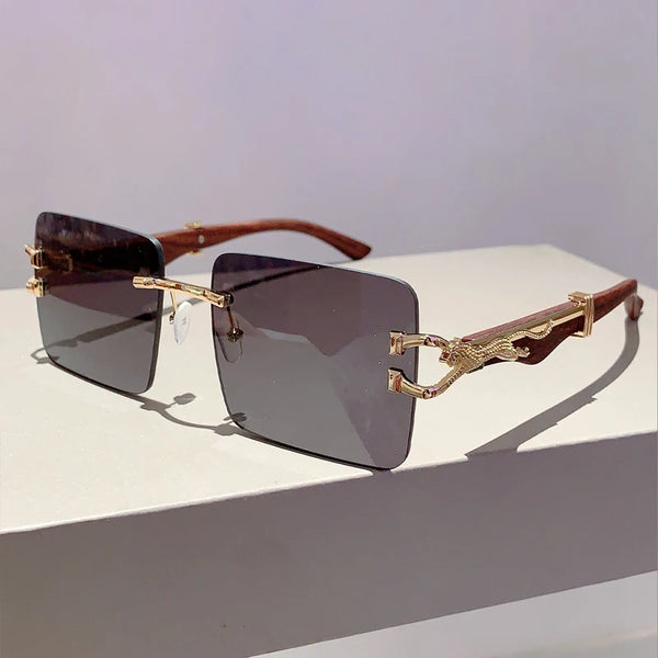Rimless Square Sunglasses  New Gradient Colorful Ocean Lenses Men Eyewear 🕶️