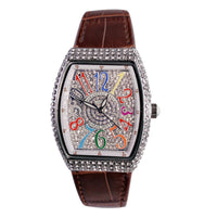 Ladies Watch Full Rhinestone Arabic Numeral Dial Design Leather ⌚️