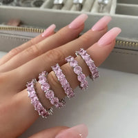 Luxury Fashion Pink Engagement Wedding Band Eternity Ring 💍