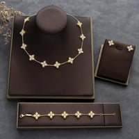 4pcs Luxury Flower Statement Necklace earring ring BraceletJewelry Set 💎