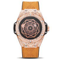 Men's Watch with Embedded Diamonds Waterproof Silicone Strap Night Light Sport