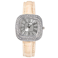 Luxury Square Ladies Full Star Diamonds Quartz Watch Casual Green Leather 💎