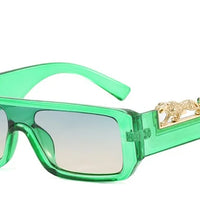 Square Frame One-piece Narrow-Brimmed Leopard Sunglasses 🕶️