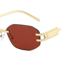 Rimless Oval Sunglasses for Women Trendy Metal Frame Frameless Square⌚️