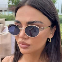 Retro Small Frame Woman Man Metal Cat Eye Glasses Shades UV Protection Sun Glasses✨