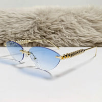 Cat Eye Rivet Rimless Sunglasses Women Luxury Sun Glasses Shades 🕶️