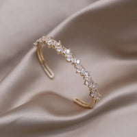 Fashion jewelry two-color plated zircon letter X opening bracelet 💎