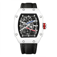 Stainless Steel Case with Sporty Nylon Strap Men's Ultra-thin Tonneau Quartz Watch ⌚️