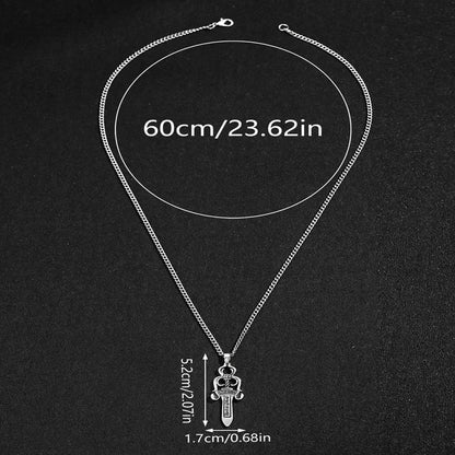 CRH Knight Star Large Sword Pendant Men's Punk Versatile Long Necklace ⚜️