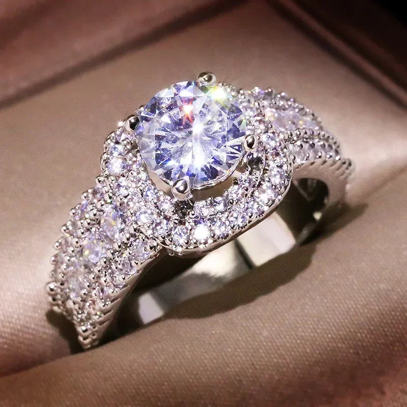 925 Sterling Silver Square Zircon Full Diamond Ring 💍