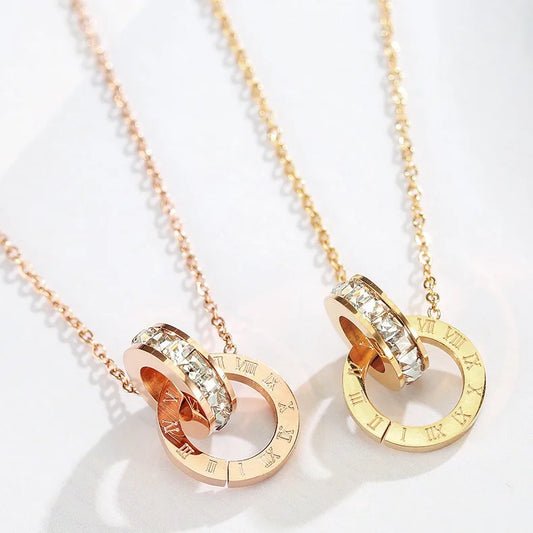 18K Gold Plated Stainless Steel Interlocking Circles Infinity Style Roman✨