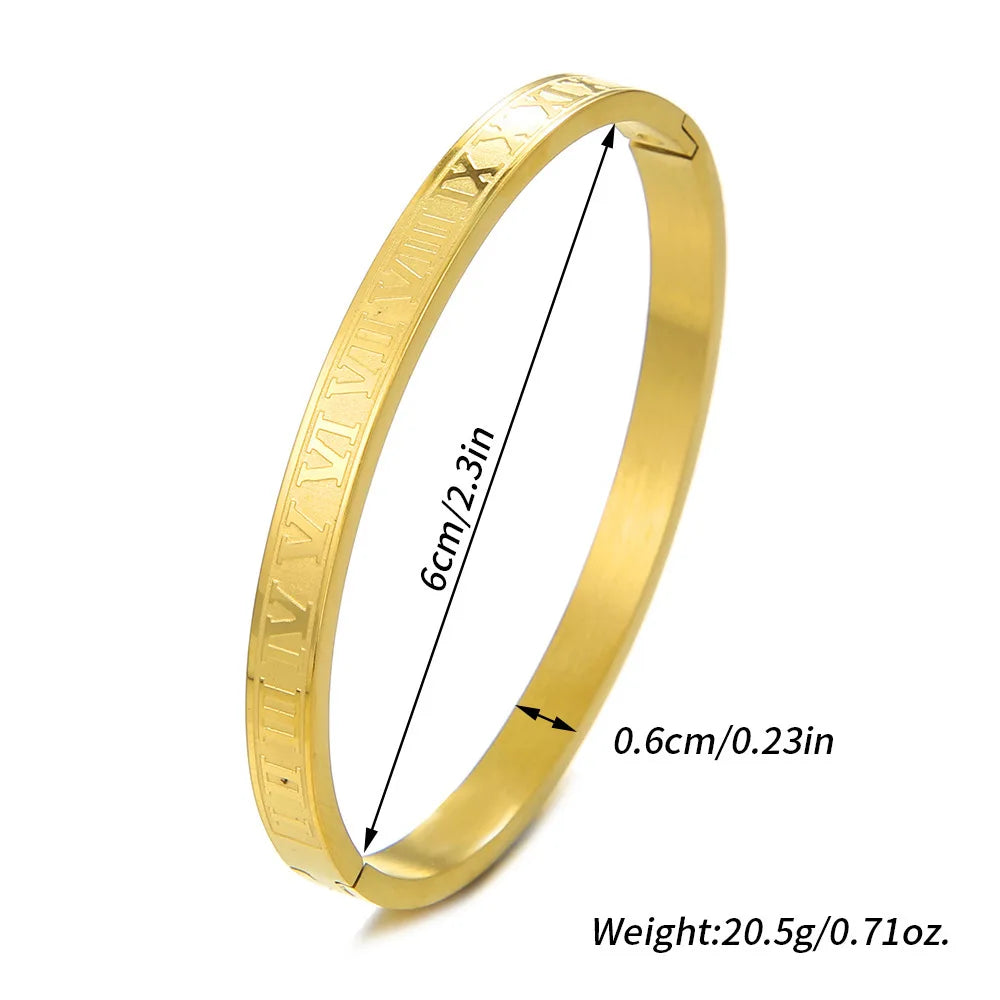 New Luxury Titanium Steel Bracelet Men 3 Colors Roman Alphabet Element Bangle ✨