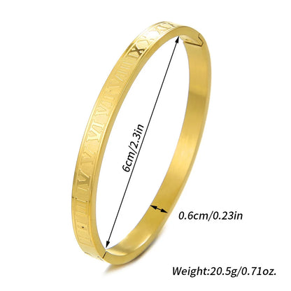 New Luxury Titanium Steel Bracelet Men 3 Colors Roman Alphabet Element Bangle ✨