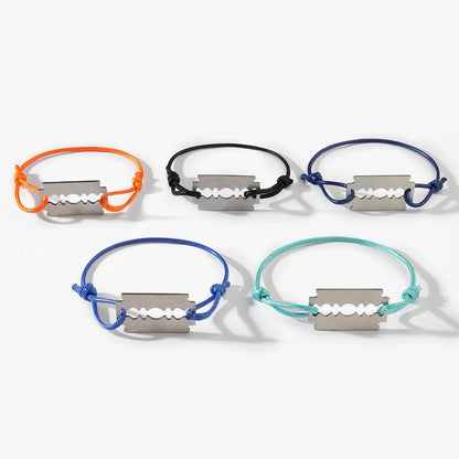 1 Stylish And Adjustable Stainless Steel Shaving Blade Bracelet With Colorful Lucky Bracelet