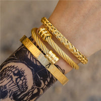 - Luxury Royal King Crown Bracelet Set For Men Stainless Steel Bangle 👑