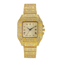 Luxury Full Diamond Square Watch Iced Out Crystal Quartz Wristwatch ⌚️