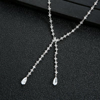 Luxury Geometric Water Drop Necklace Earrings Cubic Zirconia💎