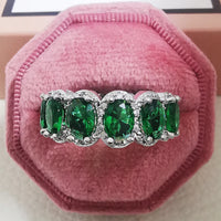 Luxury Green Black Pink Silver color Eternity Band Ring For Women 💍