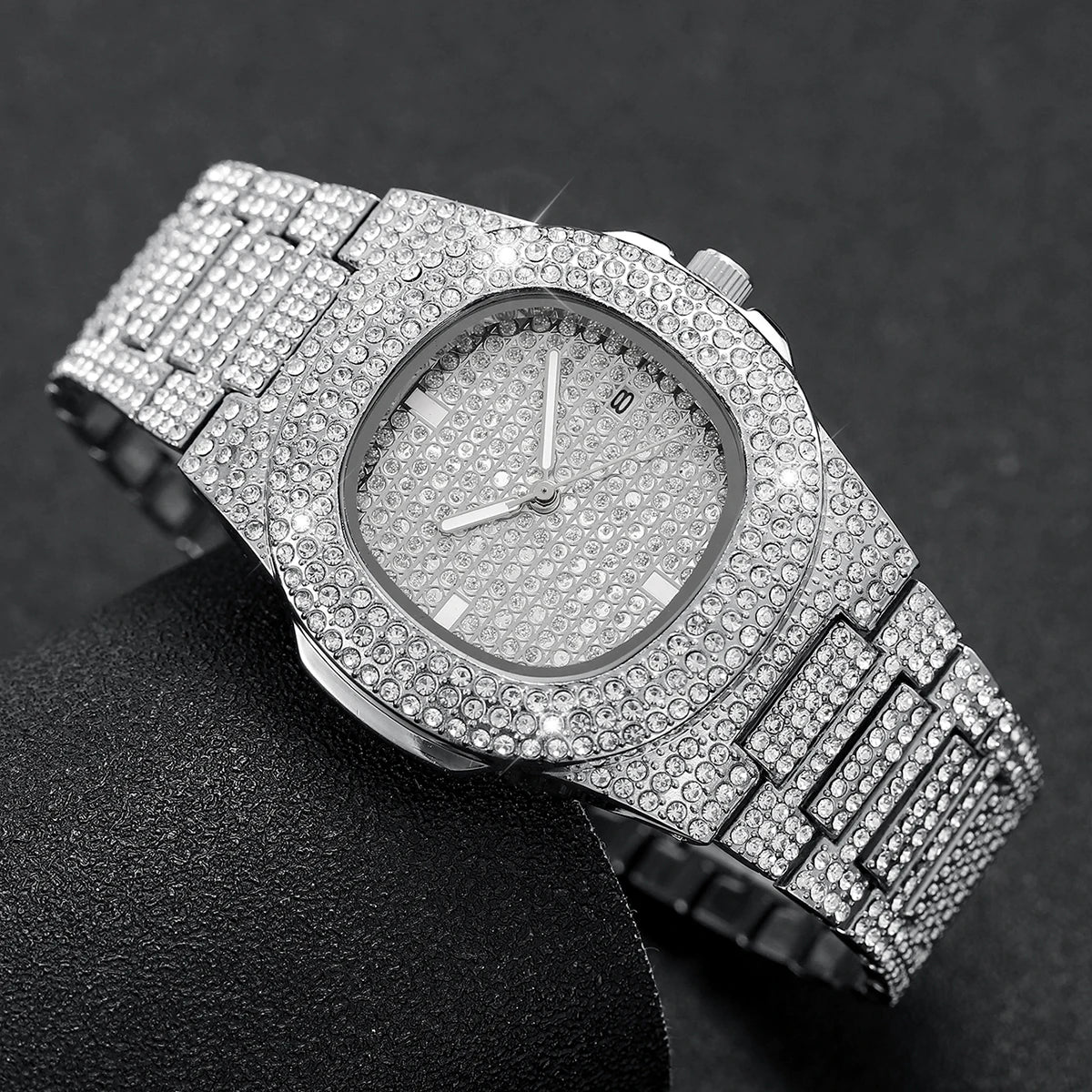 Luxury Full Diamond Men's Stainless Steel Watches Male Sports Quartz Wristwatch 💎