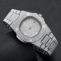 Luxury Full Diamond Men's Stainless Steel Watches Male Sports Quartz Wristwatch 💎