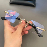 Luxury Rimless Blue Light Blocking Glasses Men Women Titanium 👓