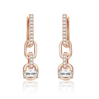 Original 925 Silver Rose Gold Flower Heart Square Loop Earrings Jewelry ✨